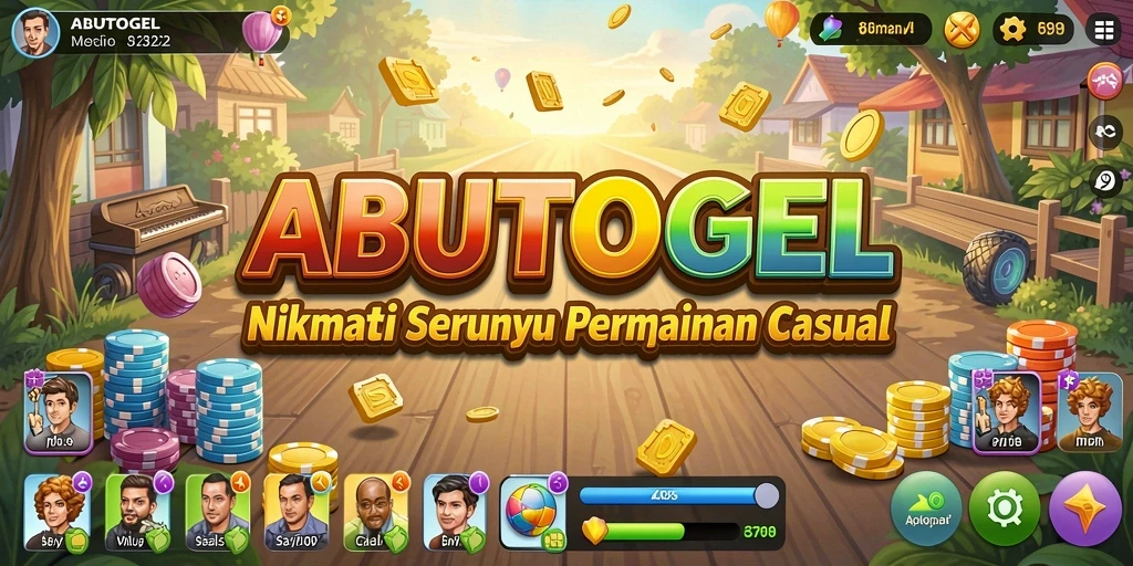 Tampilan gameplay menyenangkan ABUTOGEL yang penuh warna.
