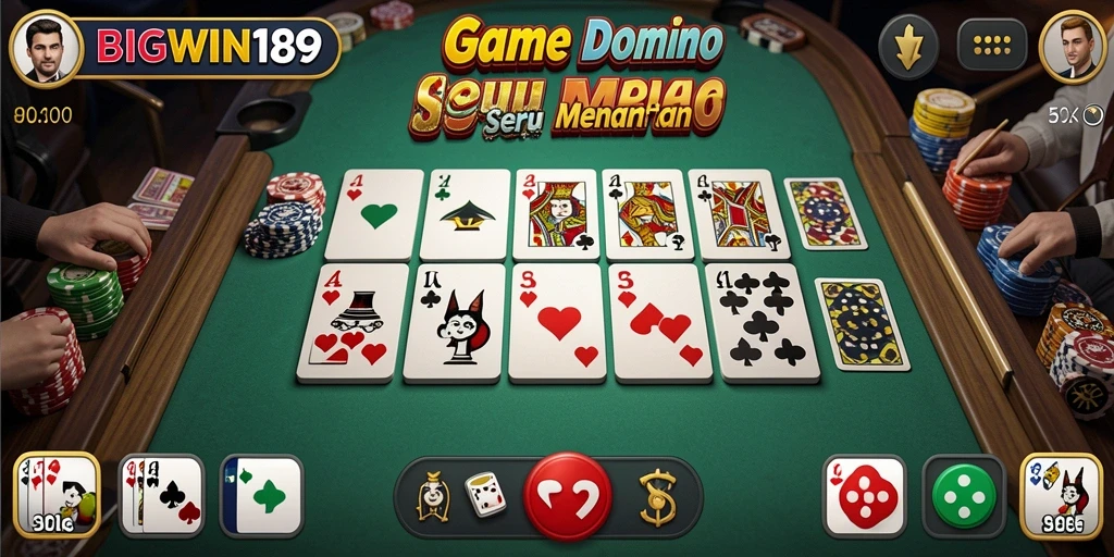 Tampilan gameplay mendebarkan dari BIGWIN189 (game Domino).