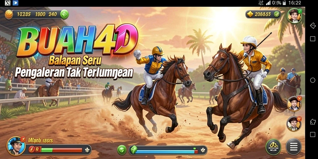 Tampilan gameplay BUAH4D dengan mobil balap yang siap melaju.