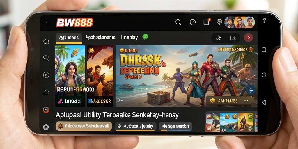 Tampilan aplikasi BW888 yang sederhana dan fungsional untuk membantu aktivitas sehari-hari.