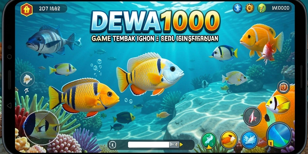 Screenshot gameplay DEWA1000 yang menampilkan aksi tembak ikan yang seru.