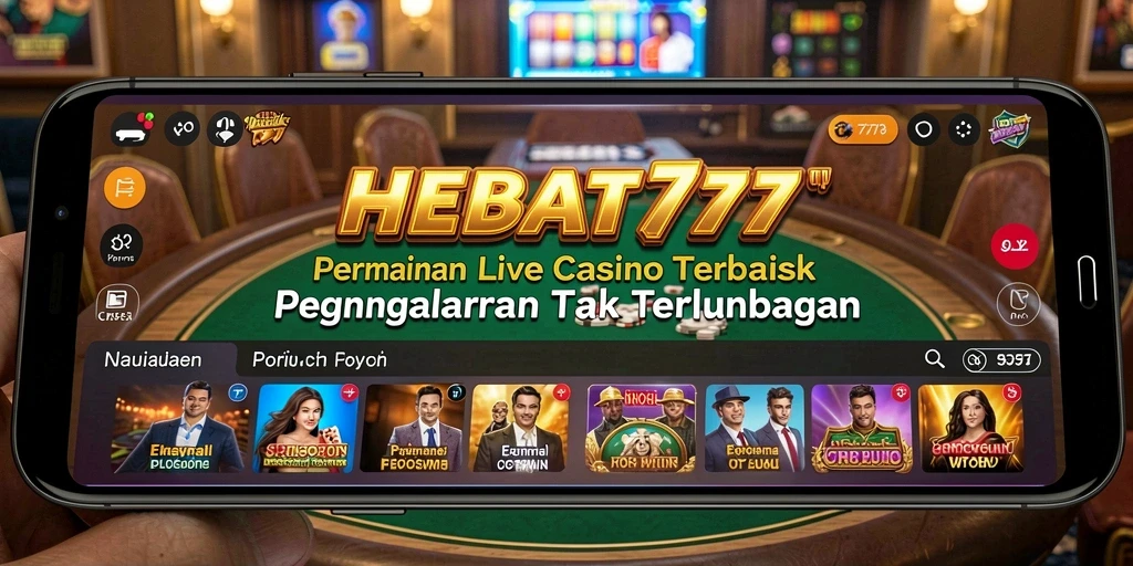 Tampilan HEBAT777 dengan dealer langsung dan meja permainan.