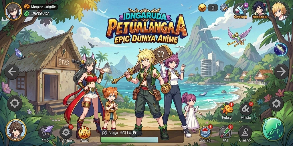Tangkapan layar gameplay IDNGARUDA yang memperlihatkan karakter anime beraksi.