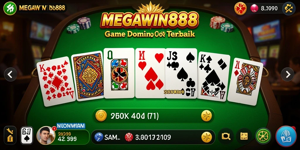 Screenshot utama MEGAWIN888 menunjukkan gameplay seru dalam permainan Domino.