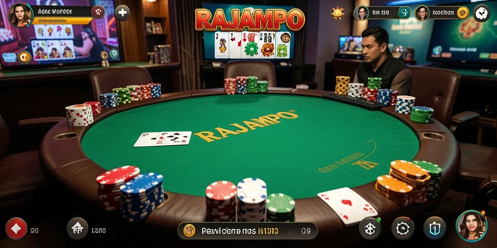 Tampilan gameplay seru dari aplikasi Poker RAJAMPO.