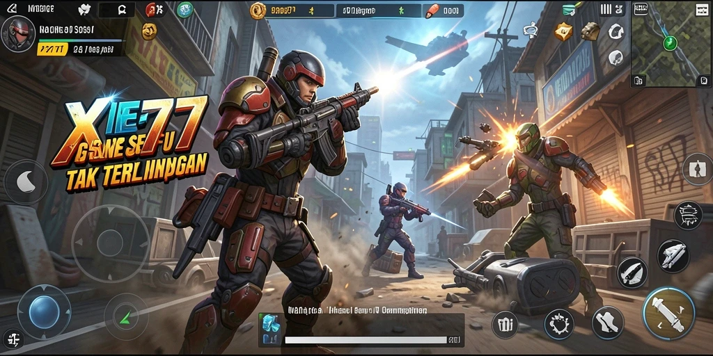 Screenshot gameplay XE77 menampilkan aksi mendebarkan dan grafis yang menawan.